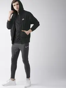 Nike Men Black Solid AS NSW CLUB FZ FT Hooded Sweatshirt