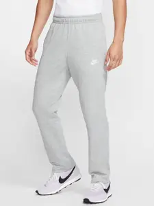 Nike Men Grey Melange Solid Standard Fit NSW CLUB OH FT Track Pants