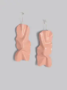 MANGO Peach-Coloured Contemporary Drop Earrings