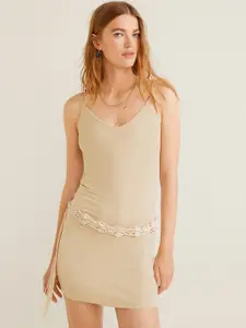 MANGO Women Beige Solid Bodycon Dress