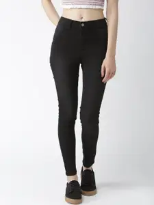 Flying Machine Women Black Regular Fit High-Rise Clean Look Stretchable Jeans