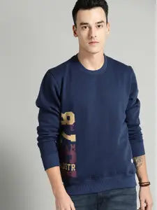 The Roadster Lifestyle Co Men Navy Blue Printed Detail Sweatshirt