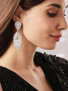 Rubans Silver-Toned Contemporary Drop Earrings