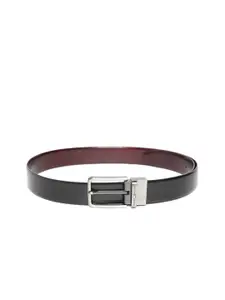 Tommy Hilfiger Men Black & Burgundy Solid Reversible Leather Belt