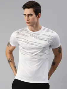 HRX by Hrithik Roshan Men White Printed Rapid Dry Lightweight Running T-shirt