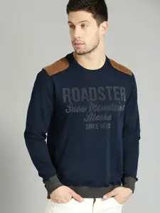 The Roadster Lifestyle Co Men Navy Blue & Charcoal Grey Printed Sweatshirt
