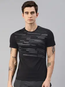HRX by Hrithik Roshan Men Black Printed Rapid Dry Lightweight Regular Fit Running T-shirt