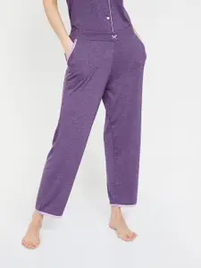 Ginger by Lifestyle Women Purple Solid Lounge Pants 8903742130436