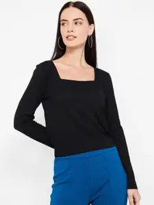 Ginger by Lifestyle Women Black Solid Top