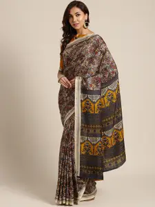 Saree mall Beige & Navy Blue Printed Saree