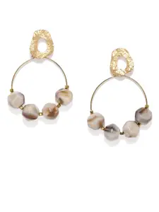 justpeachy Gold-Toned Beaded Circular Drop Earrings