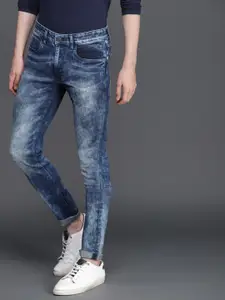 WROGN Men Blue Skinny Fit Mid-Rise Clean Look Stretchable Jeans