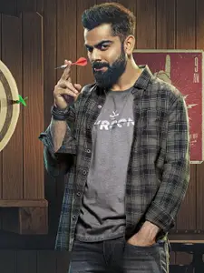 WROGN Men Olive Green & Black Slim Fit Checked Casual Shirt