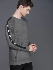 WROGN Men Grey Melange Solid Sweatshirt
