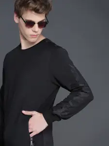 WROGN Men Black Solid Pullover Sweatshirt