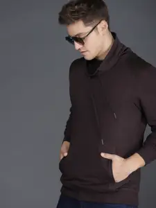 WROGN Men Coffee Brown Slim Fit Solid Sweatshirt