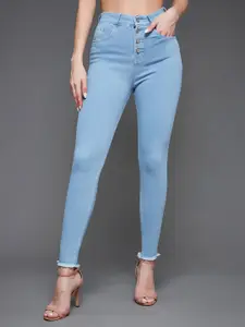 Miss Chase Women Blue Skinny Fit High-Rise Clean Look Stretchable Jeans