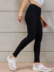 Miss Chase Women Black Skinny Fit High-Rise Clean Look Stretchable Jeans