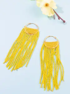 AccessHer Gold-Toned & Yellow Circular Hoop Earrings