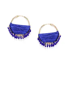 AccessHer Blue & Gold-Toned Brass-Plated Circular Hoop Earrings