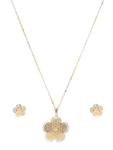 AccessHer Gold-Plated & Silver-Toned Pendant Set