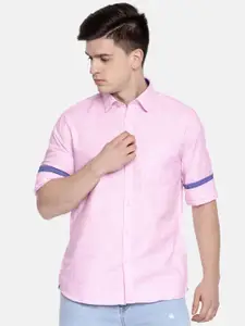 Parx Men Pink Slim Fit Solid Casual Shirt
