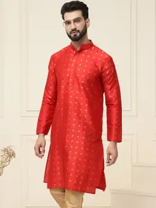 SOJANYA Men Maroon Woven Design Straight Kurta