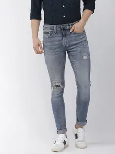 Denizen From Levis Men Blue 204 Super Skinny Fit Mid-Rise Mildly Distressed Jeans