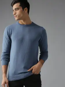The Roadster Lifestyle Co Men Blue Solid Sweater