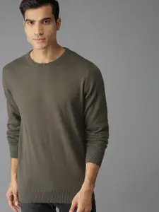 The Roadster Lifestyle Co Men Green Solid Sweater