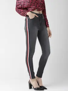 Hubberholme Women Charcoal Grey Slim Fit High-Rise Clean Look Stretchable Jeans