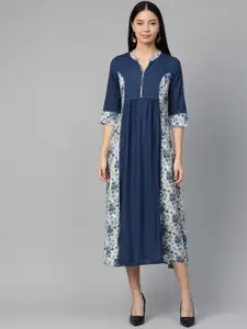 AURELIA Women Blue Printed Detail Liva Maxi Dress