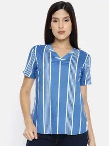 U.S. Polo Assn. Women Women Blue & White Striped Top