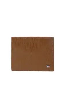 Tommy Hilfiger Men Tan Textured Genuine Leather Two Fold Wallet