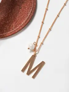 ToniQ Gold-Toned M-Shaped Pendant with Chain