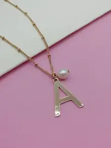 ToniQ Gold-Toned Alphabet A Pendant with Chain