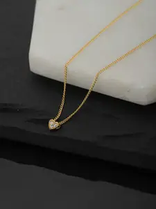 Carlton London Gold Plated CZ Studded Heart Shaped Necklace