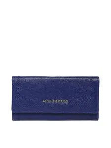 Lino Perros Women Blue Solid Three Fold Wallet