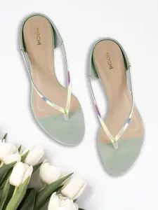 Mochi Women Green Solid Kitten Heels