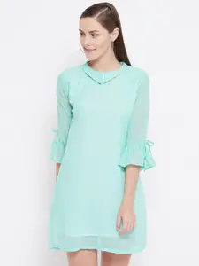 Belle Fille Women Sea Green Solid A-Line Dress