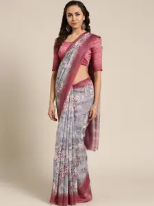 Saree mall Grey & Maroon Printed Saree