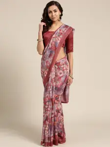 Saree mall Brown & Purple Printed Saree