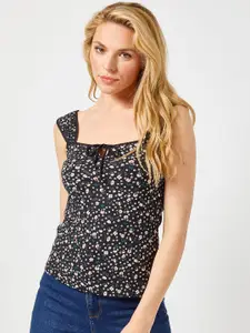 DOROTHY PERKINS Women Black & White Printed Fitted Top