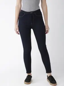 Flying Machine Women Navy Blue Straight Fit High-Rise Clean Look Stretchable Jeans
