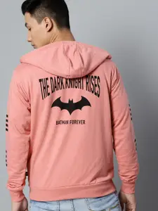 Kook N Keech Batman Men Dusty Pink Solid Hooded Sweatshirt