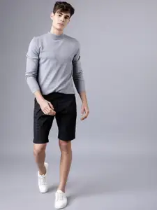 HIGHLANDER Men Black Checked Slim Fit Regular Shorts