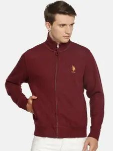 U.S. Polo Assn. Men Maroon Solid Sweatshirt