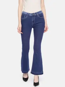 Pepe Jeans Women Blue Sonia Bootcut Fit High-Rise Clean Look Stretchable Jeans
