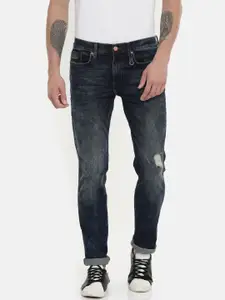 Lee Men Blue Travis Slim Narrow Fit Mid-Rise Mildly Distressed Stretchable Jeans
