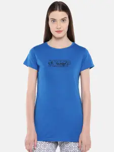 Sweet Dreams Women Blue Printed Lounge T-shirt F-LLT-501A